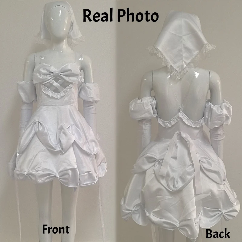Alien Stage Sua Mizi Cosplay Outfit Pink White Gothic Lolita Dress Full Set Headwear Mask Headset Halloween Party Costume view 4