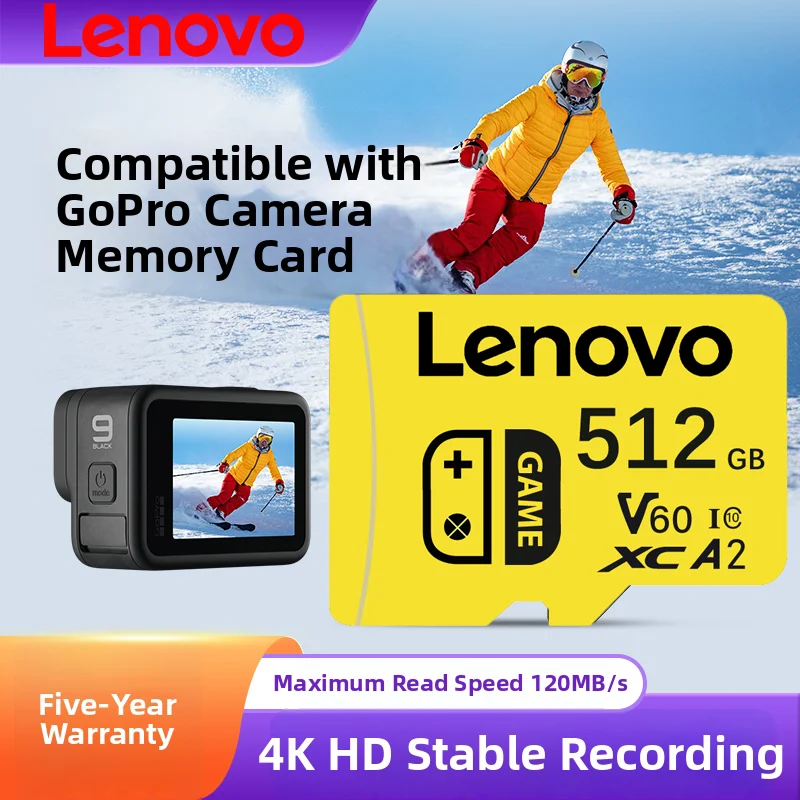 Lenovo High Speed Micro TF SD Card Memory Card 512GB 256GB 128GB Memory Card Stable Performance for Camera Surveillance Devices