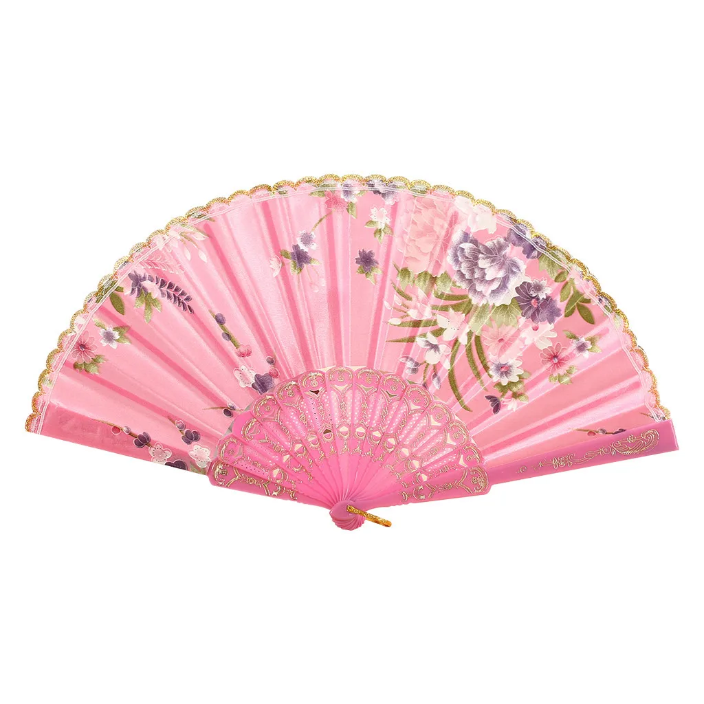 Best  Dance Wedding Party Lace Silk Folding Hand Held Flower Fan home decoration accessories декор для дома decoração room decor