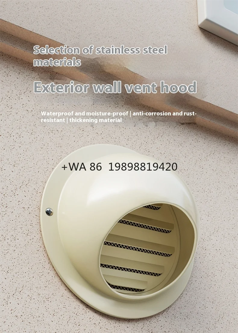 

Thickened Bathroom Exterior Wall Range Hood Vent Insect-Proof Rainproof HVAC Systems Part 304 Stainless Steel Windproof Cover