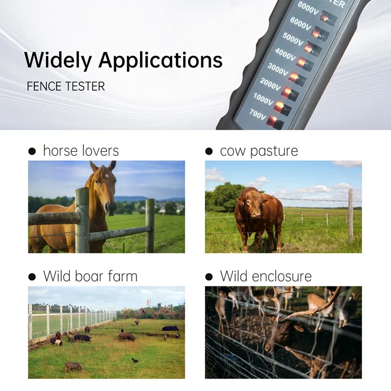 M11K-FT-891 Electric Fence Tester 700-8000V Electronic Fence Pulse Voltage Detector Ultimate Safety For Horse Dairy Wildlife