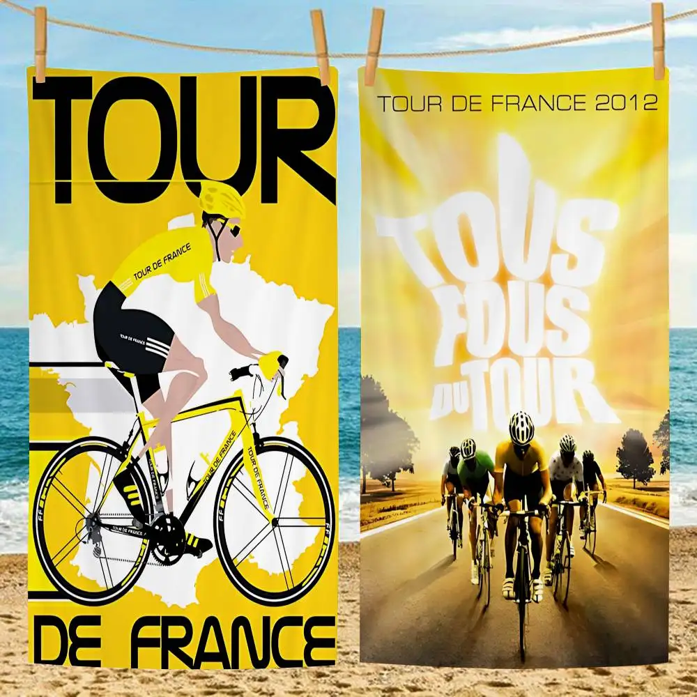 Bike and Cyclist Tour De France Microfiber Blanket Quick Drying Beach Towels Oversized Printing Super Pool Towel Blanket