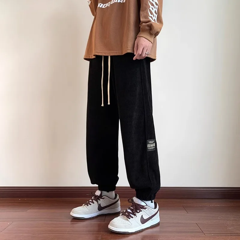 

Corduroy Leisure Pants Men's American Trendy Brand Autumn Winter New Sle Heavyweight Elastic Waist Pants for Teenagers Stud...