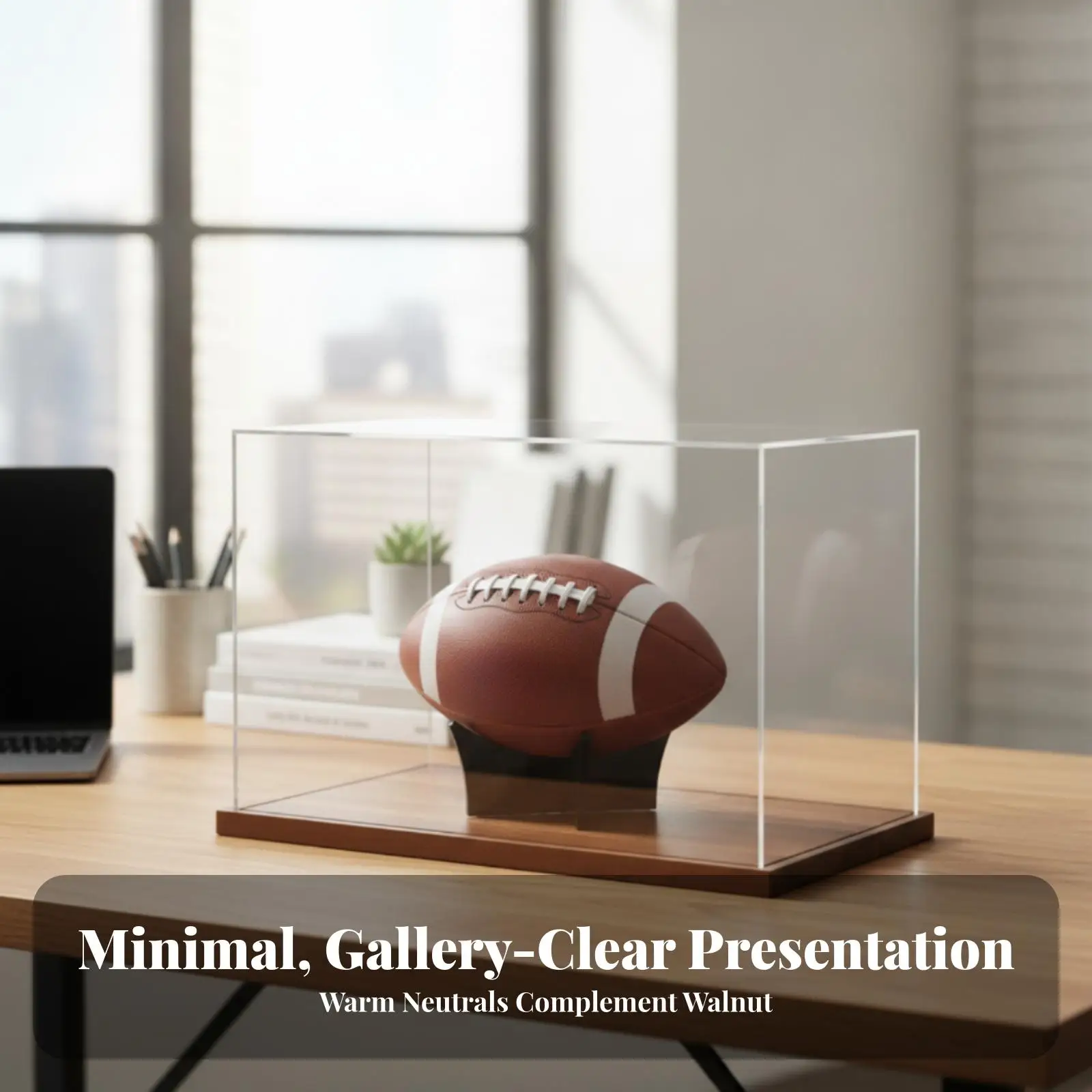 Acrylic Display Stand with Removable Black Tray for Trophy Showcase and Desk Decoration