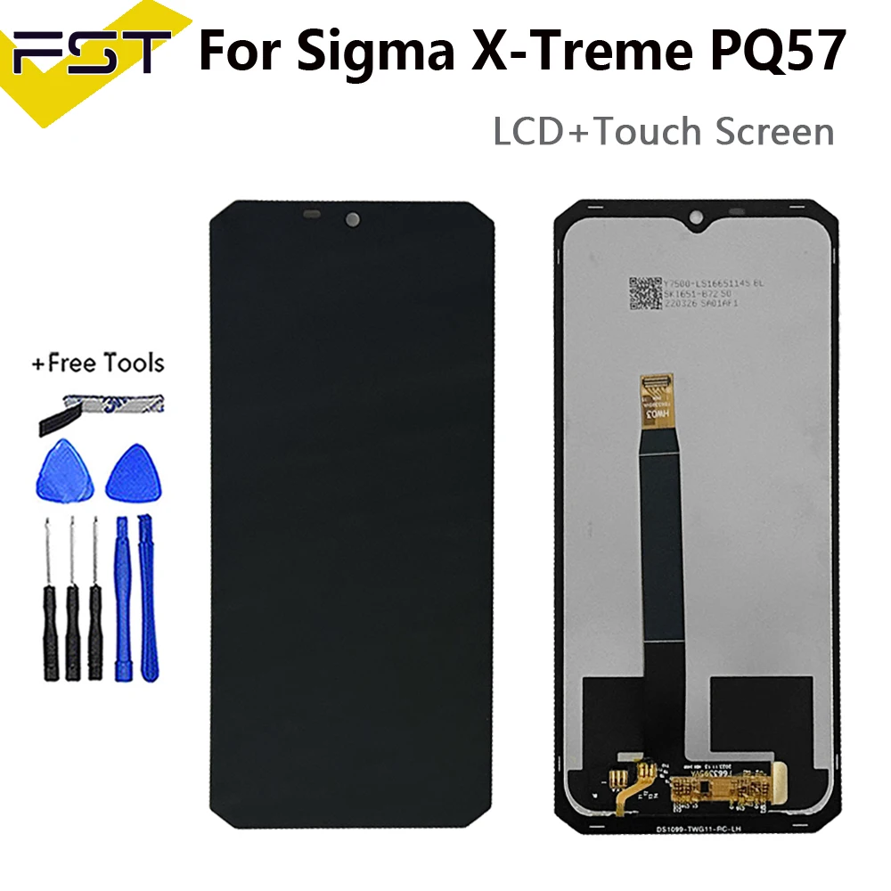 Black 6.6 Inch For Sigma X-Treme PQ57 LCD Display Touch Screen Digitizer Assembly Replacement XTreme PQ57 LCD
