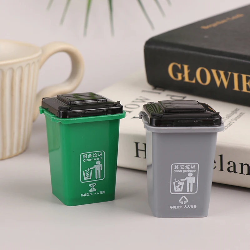 

. 1pc new1:12Dollhouse Furniture Toy Mini Trash Can Toy Garbage Truck Cans Curbside Vehicle Garbage Separation Bin Toys Kid Gift