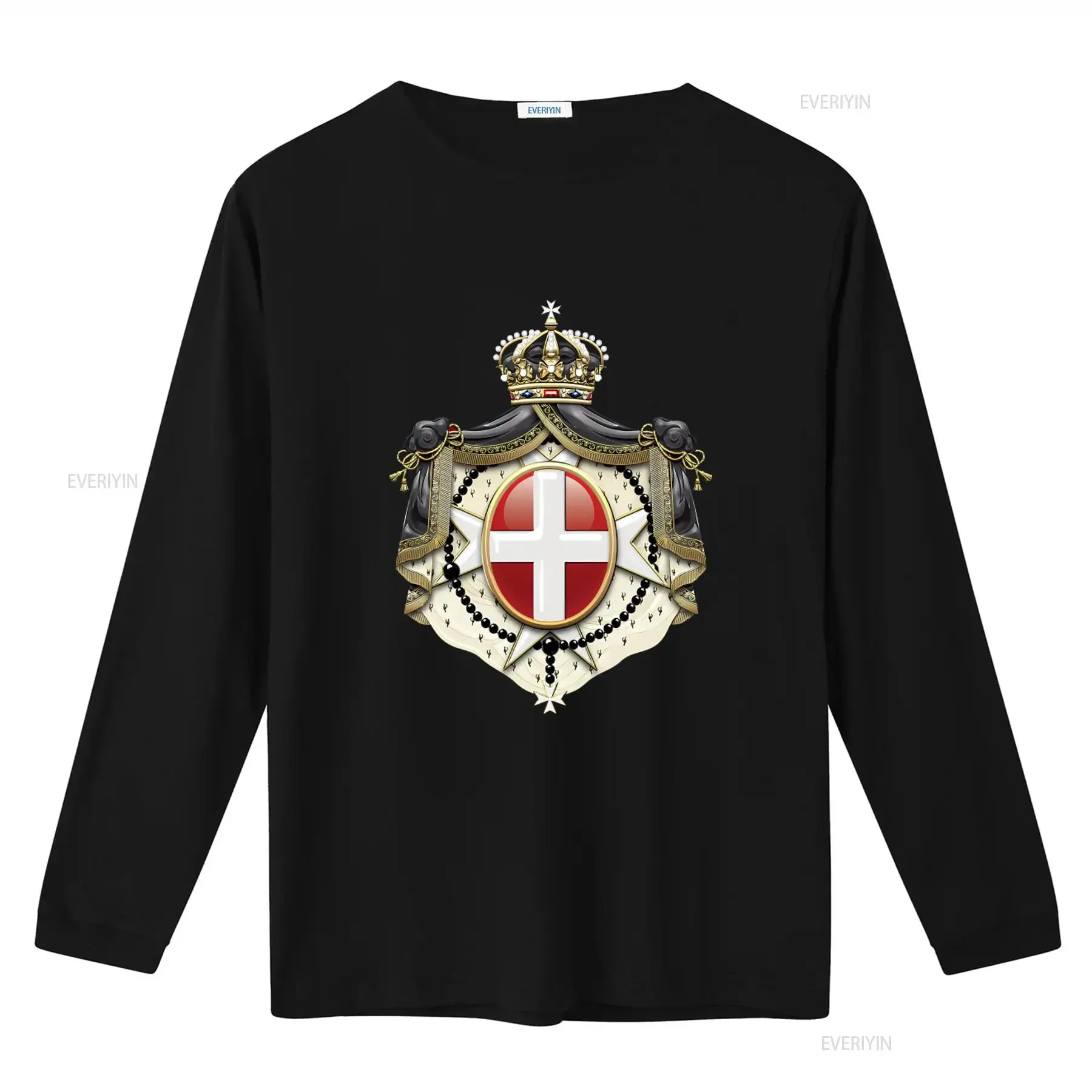 Sovereign Military Order of Malta Coat Arms over Black Velvet T Shirt Premium Quality Unique Design Perfect for History Soft