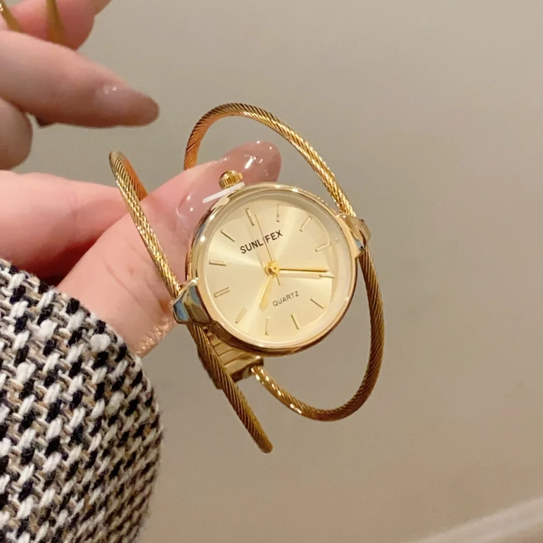 Sunlifex Fashionable Women Quartz Wristwatch Round Dial Bangle Bracelet Light Thin Chain Watches Female Watch dames horloges