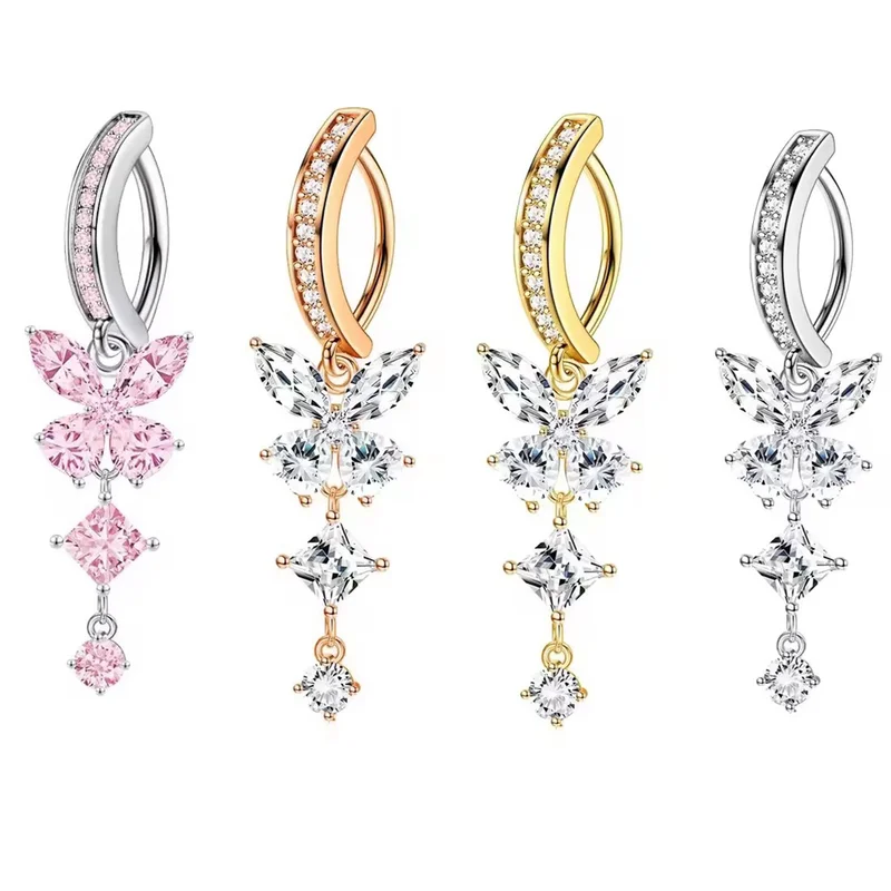 

EVISPOL 1pc Fashion Personalized Butterfly Pendant Belly Button Rings for Women Waterdrop Navel Piercing Body Jewelry Gift