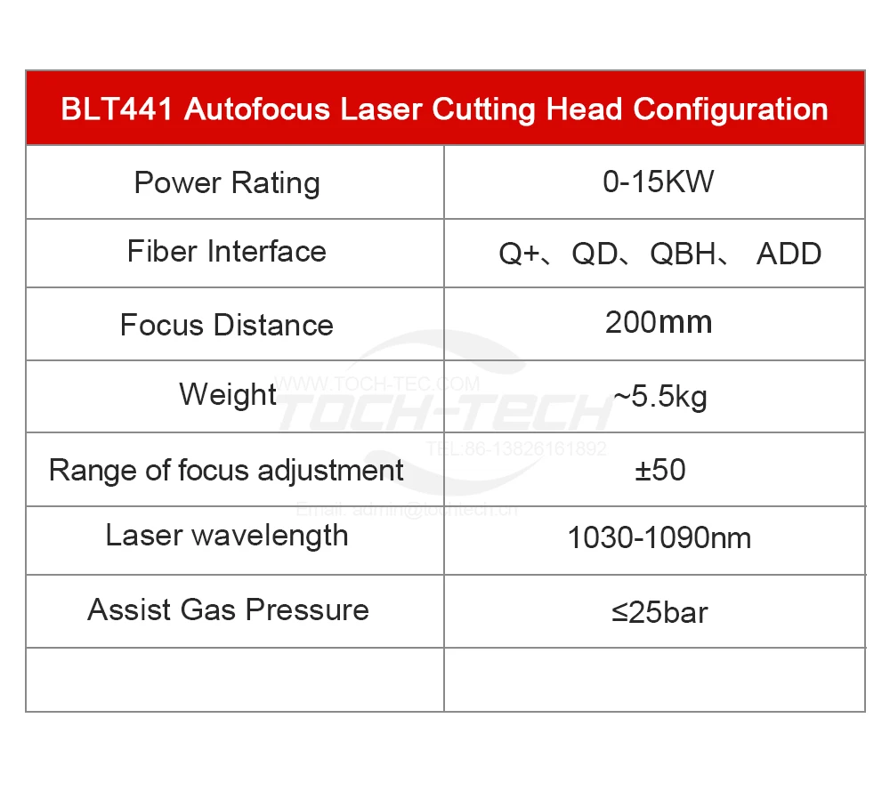 Testa di taglio con messa a fuoco automatica QBH BOCI BLT441 Testa di taglio laser a fibra 0-15kw per taglio laser