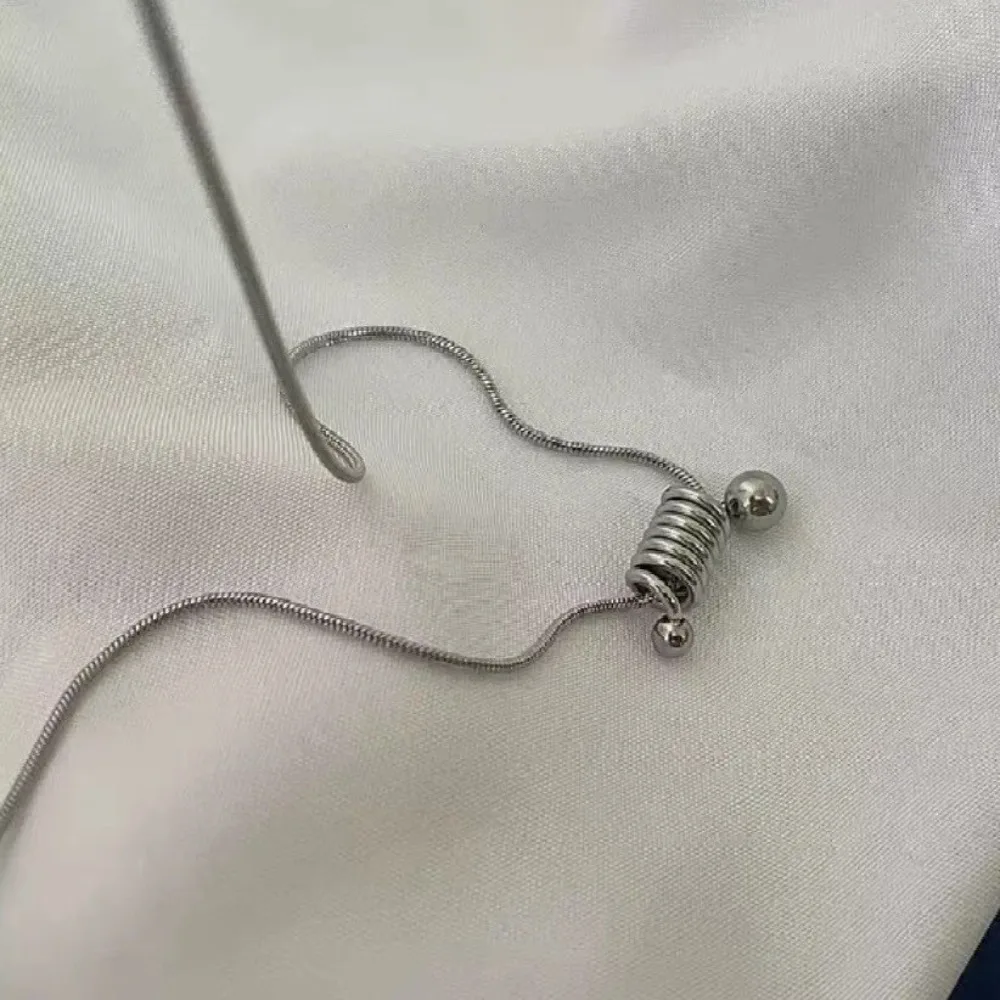Minimalist Geometric Helical Spring Stainless Steel Pendant Necklace for Men Women Hip-hop Personality Collar Chain Jewelry Gift