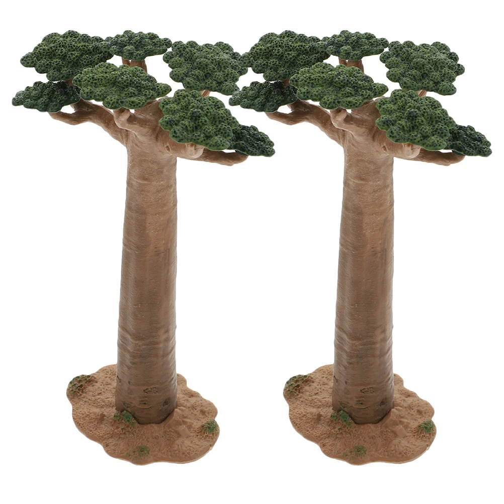 2 Pcs Landscape Model Tree Architecture Desert Green Plant Micro Craft Decor Mini Ornament