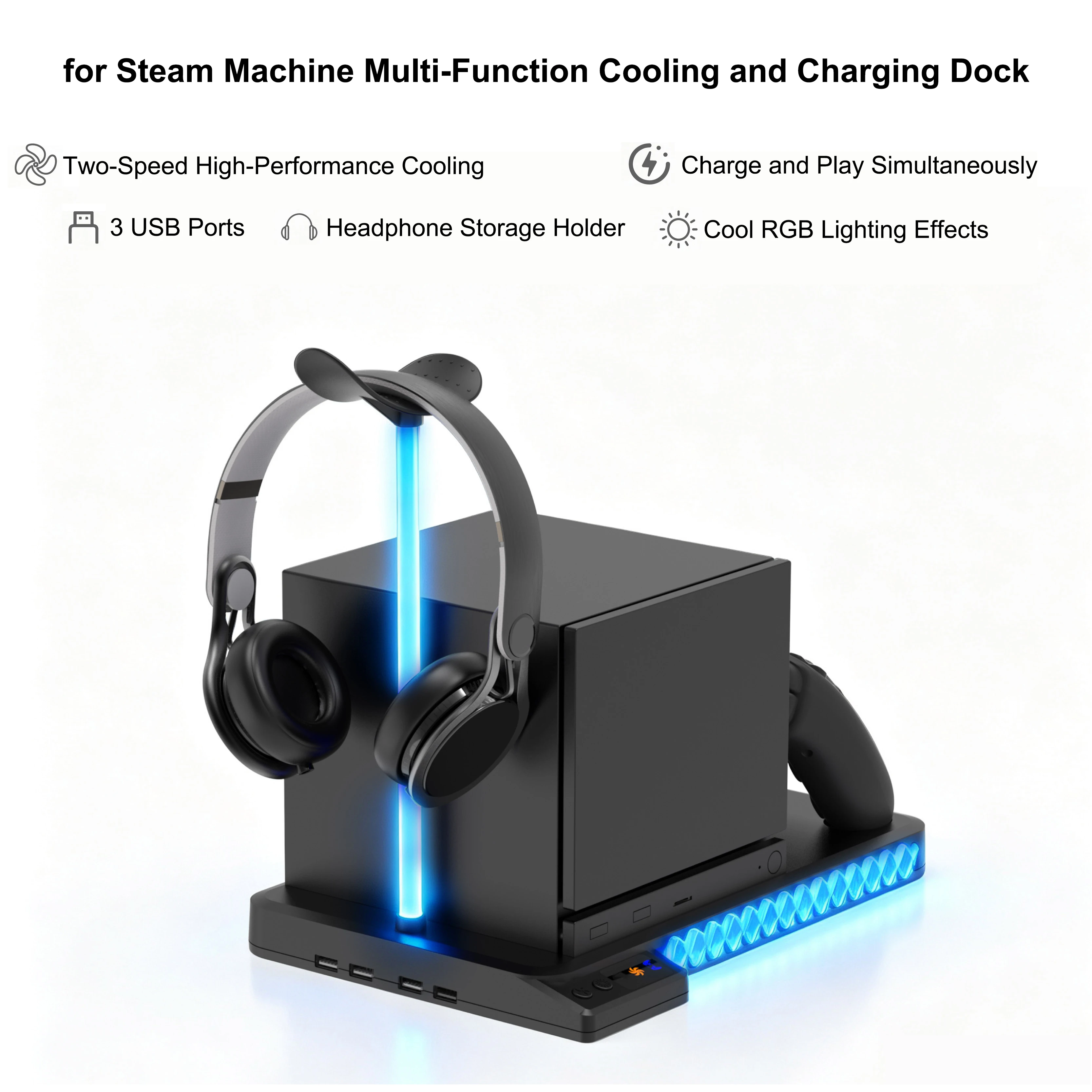 スチームマシン冷却充電ドック デュアルファン RGB LED - Headset Stand Rgb のレビューと価格
