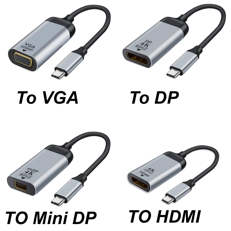 USB-C Тип-c к HDMI/DP/mDP/VGA Gigabit Rj45 экран для проекции 4K @ 60 Гц кабель преобразователя аудио и видео высокой четкости