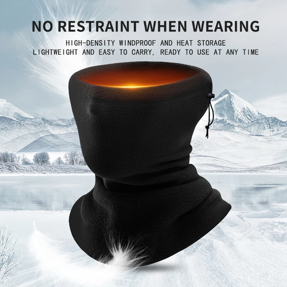 Motorcycle Warm Scarf Fleece Ski Mask Windproof Polar Fleece Cycling Drawstring Thickened Autumn Winter Unisex Face Cover