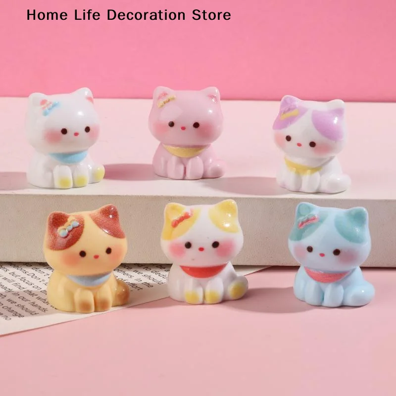 6pcs Lovely Cat Mini Figurines Micro Landscape Ornaments for Indoor Potted Plant Desk DIY Decor Gifts