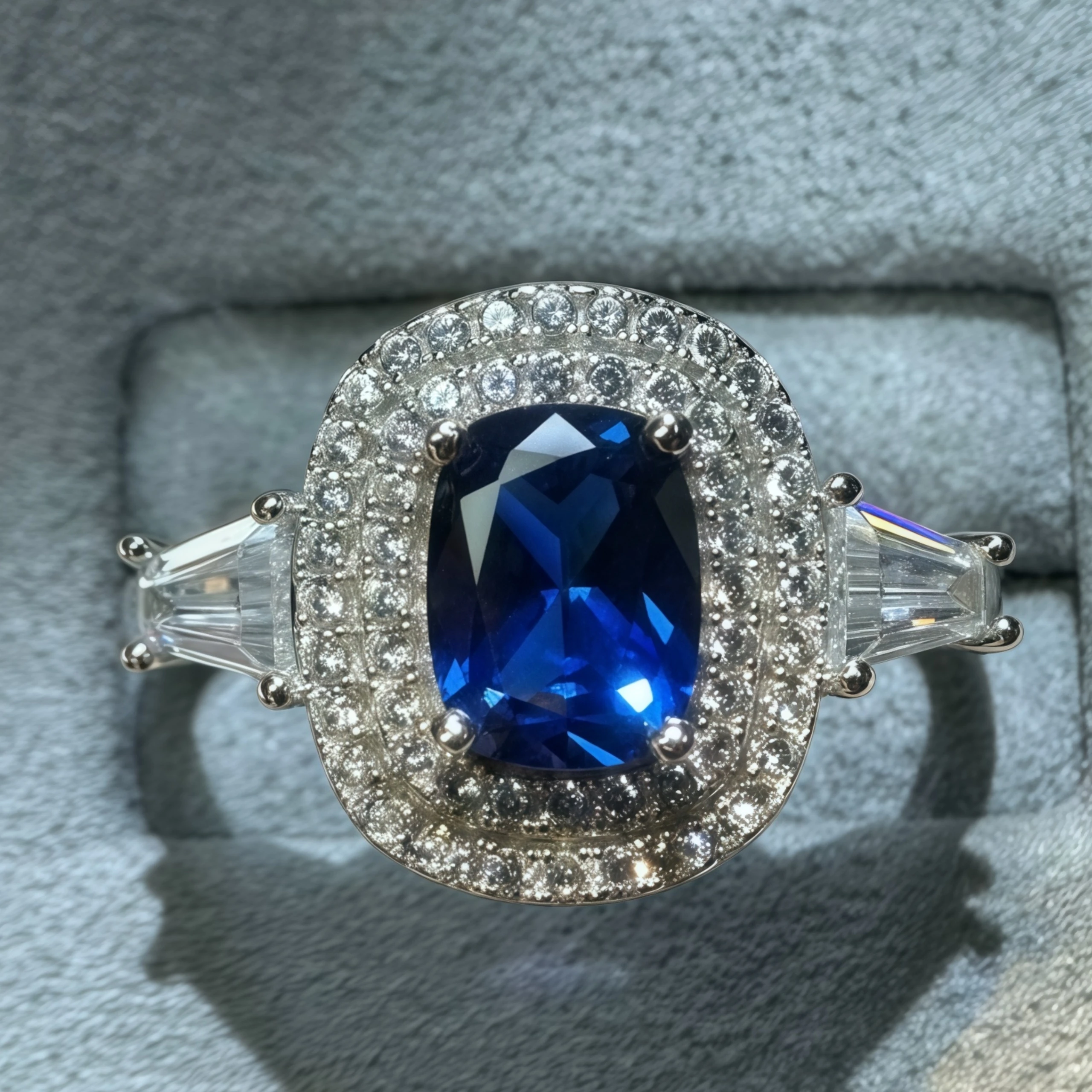 

Кольцо Veeie Veein из стерлингового серебра 925 пробы с выращенными в лаборатории драгоценными камнями 1,4 карата в форме голубиного яйца, кольца с синтетическим сапфиром, ювелирные изделия