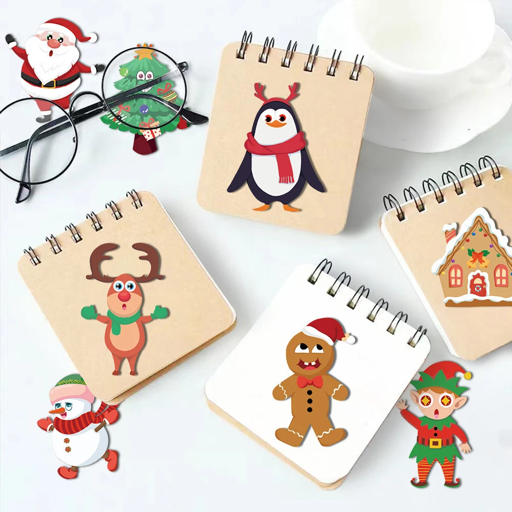 8/16sheets Cute Cartoon Christmas Puzzle Stickers Santa Claus Snowman Make a Face Decals Children Assemble Jigsaw Kids Party Toy