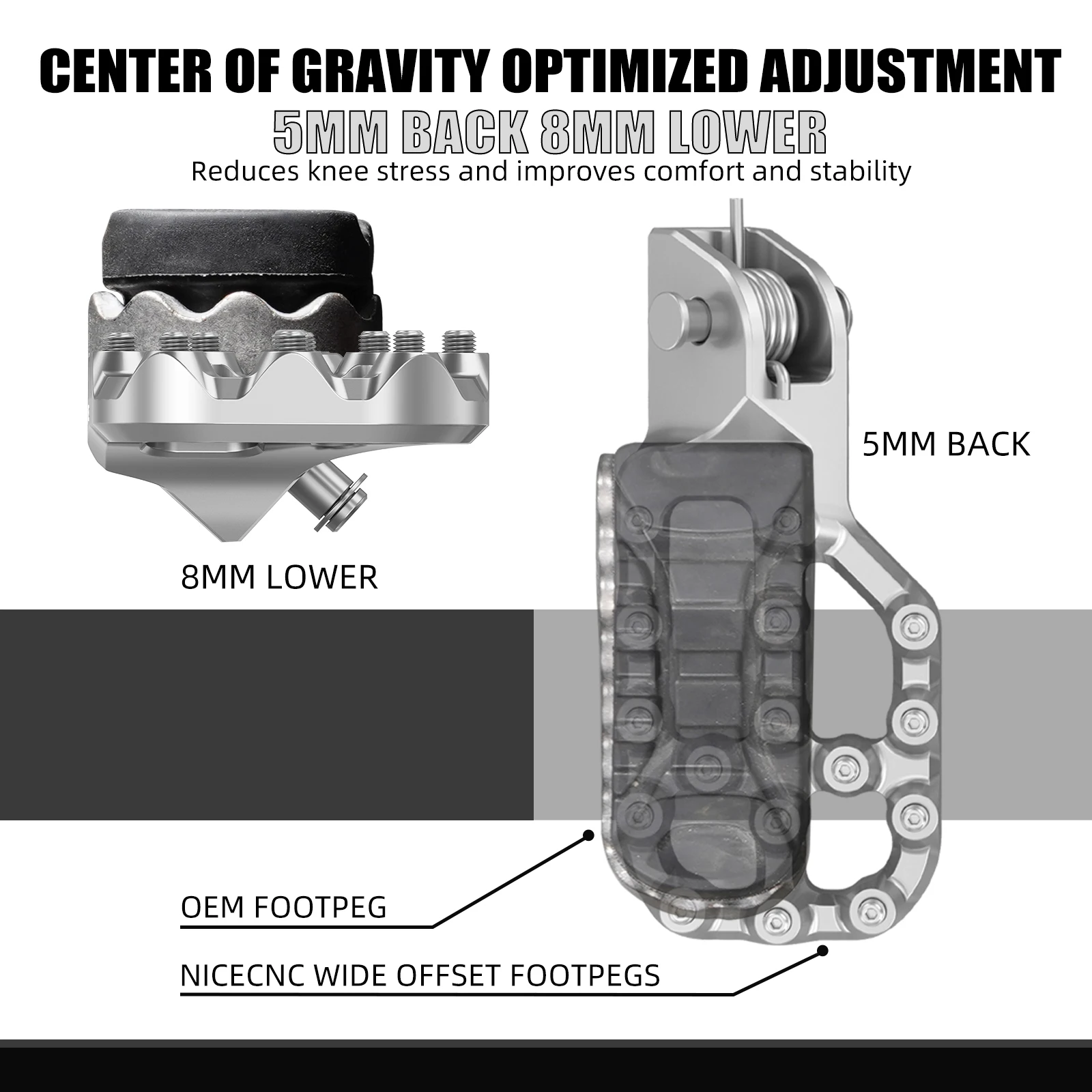 

For 2013-2018 BMW R1200GS Adventure R1200GSA Wide Footrests Offset Footpeg for BMW R1250GS 2019-2023 R1250GS Adventure 2019-2024