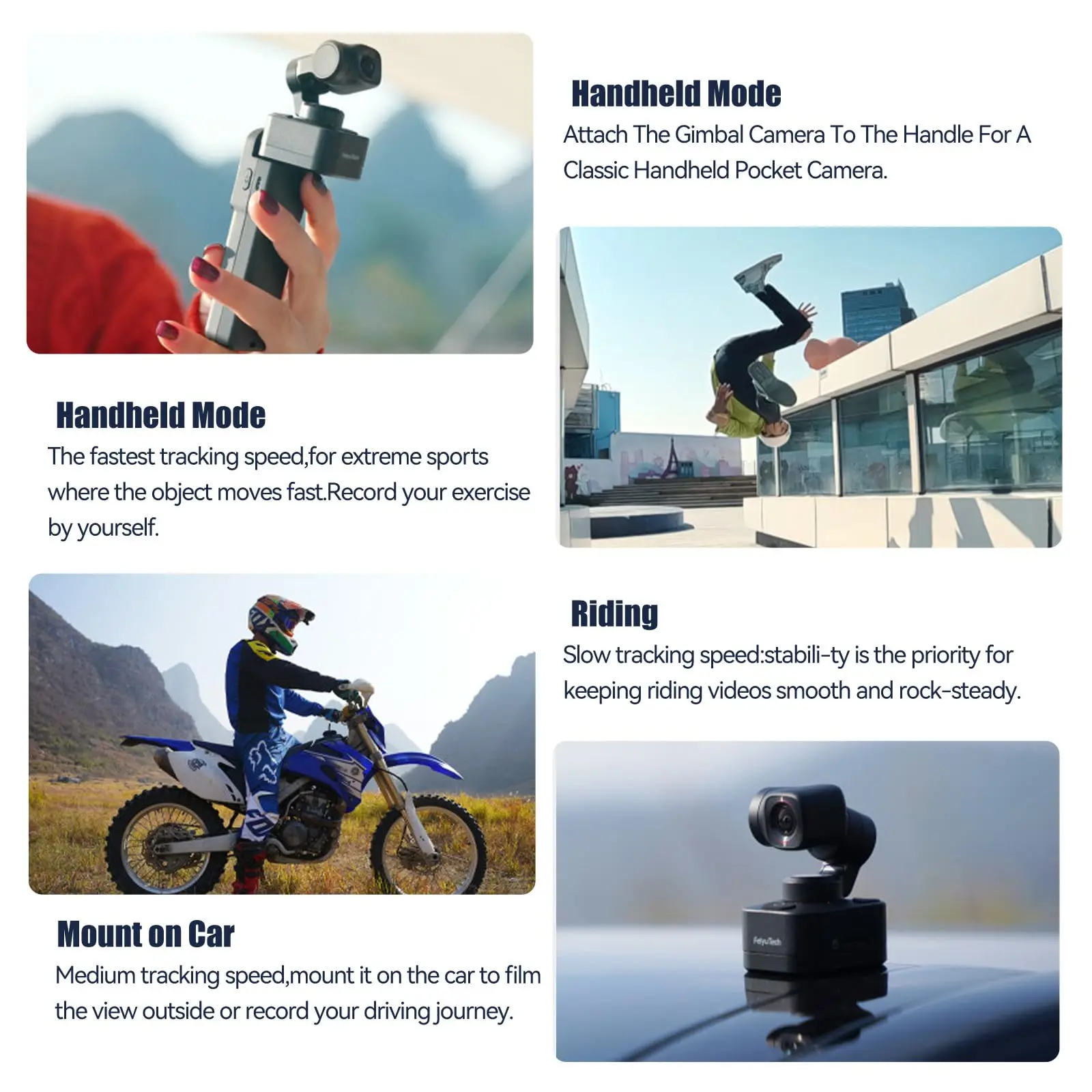 FeiyuTech Feiyu Pocket 3 تصميم سبليت مثبت ثلاثي المحاور، دقة 4K 60 إطارًا في الثانية لاسلكية وقابلة للفصل، مستشعر Sony 1/2.3 بوصة CMOS