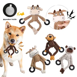 Fun Pet Toy Monkey Shape Corduroy Chew Toy For Dogs Puppy Squeaker Squeaky Plush Bone Molar Dog Toy Pet Training Dog Accessories