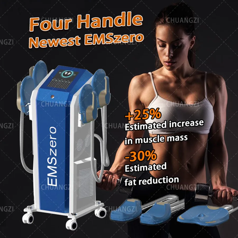 

Professional EMSzero Machines 6500w Slimming Body Sculpting Hiemt Shaping EMS Muscle Stimulator 5Handles RF