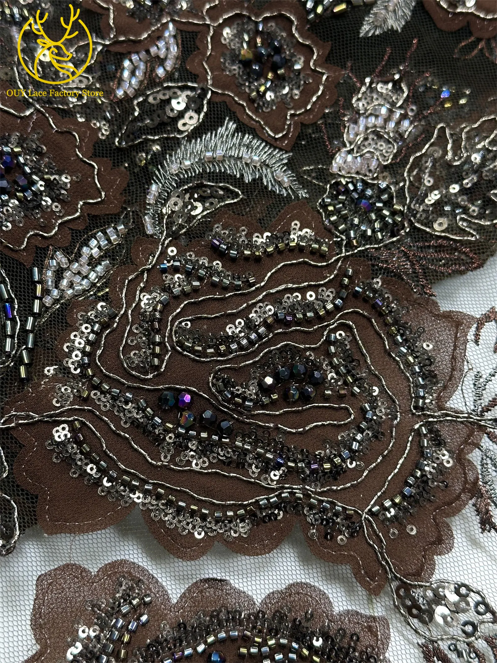 Modische Elegante Französische Brautkleid-Spitze mit Stickerei und Perlen 2026 Hochwertige Nigerianische Afrikanische Pailletten-Spitze für Hochzeitskleider – Detail 30