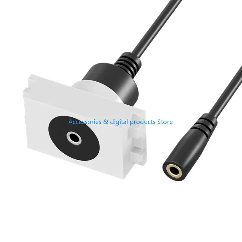 77JD Modern 3.5mm Sound Plugs Converters 3.5mm Female to Male Wall Plate Panel for Clear Sound Quality Flexible Installation