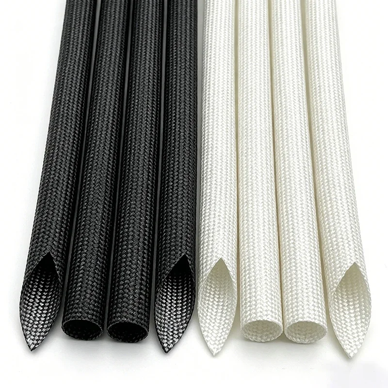 White Black Optional Fiberglass Sleeve 600Deg.C High Temp Insulation Bend Resistant Tube For Industrial Wiring Harness Protector