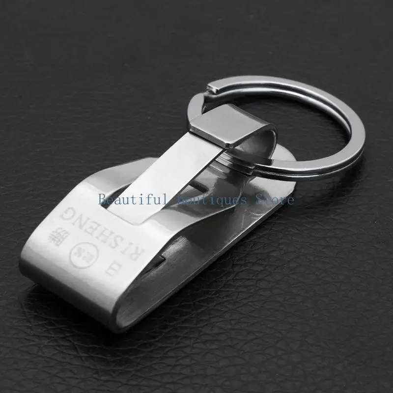 U4LF Fashion Double/ Single Ring Secure Belt Clip for Key Holder Multitools Belt for Key Chain Stainless Steel for Key Holder