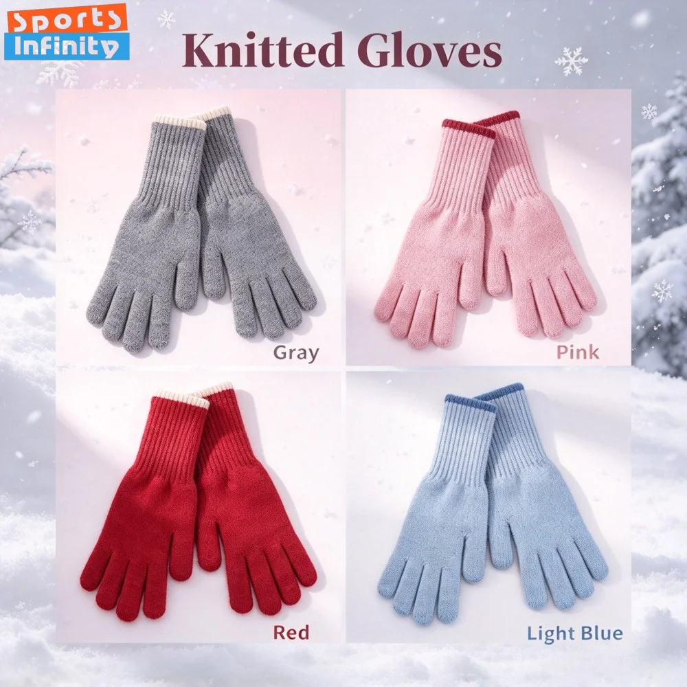 Women's Long Full Finger Winter Gloves, Touch Screen Windproof Warm Gloves for Outdoor Cycling Commute