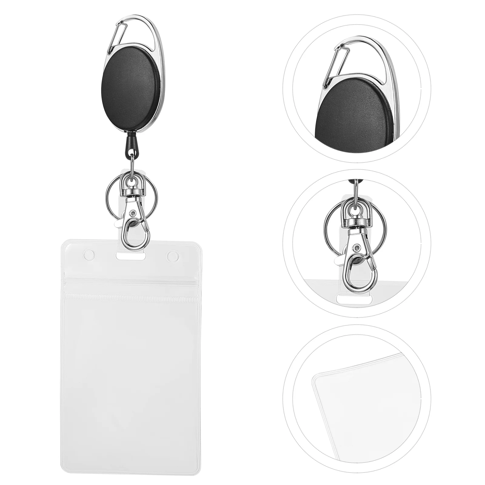 2 Pcs ID Card Holder Small Keychain Multi-function Cards Easy-pull Buckle Zinc Alloy