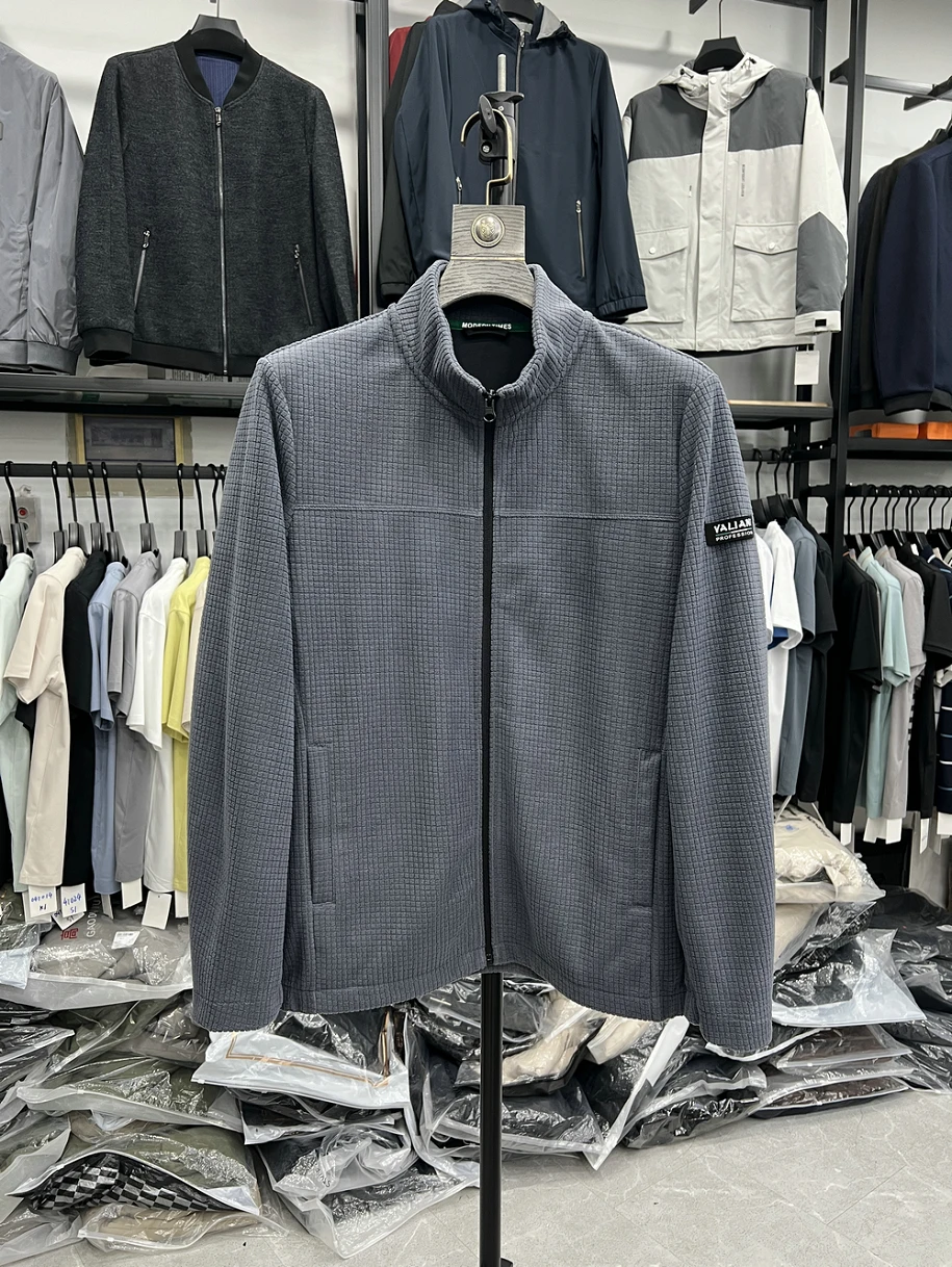 Men's Fashion Casual Jacket Spring New Single Layer Fleece Stand Collar Zipper Closure No Tag Simple Basic Style Outerwear
