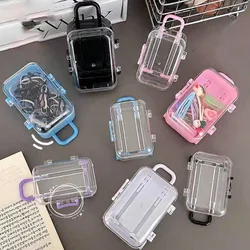 Transparent Mini Jewelry Box Organizer Creative Luggage Trolley Case Storage Boxes Plastic Earrings Necklace Ring Portable Box