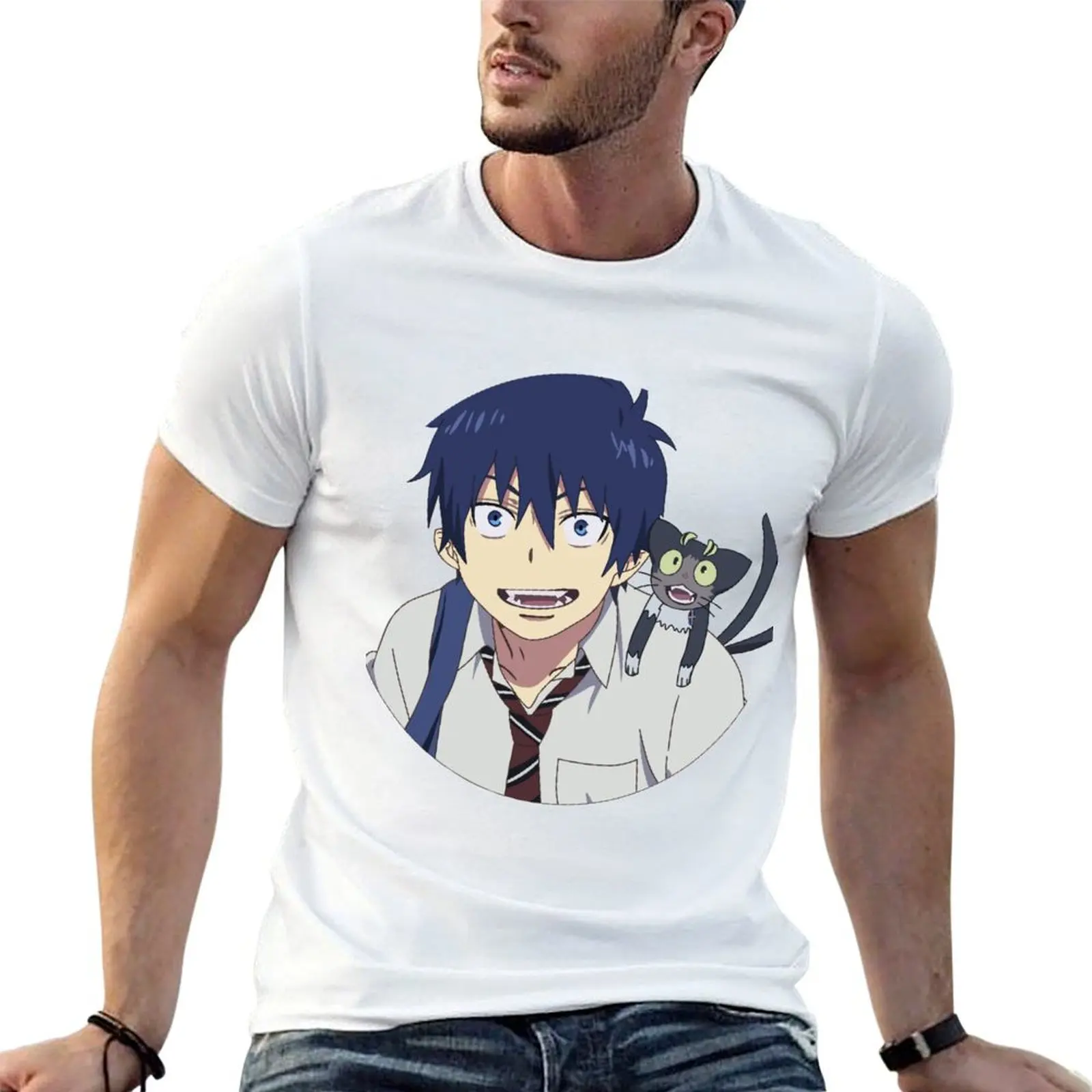 

Blue Exorcist - Rin Okumura and Kuro T-Shirt man t shirt cotton man t shirts for men T-Shirt