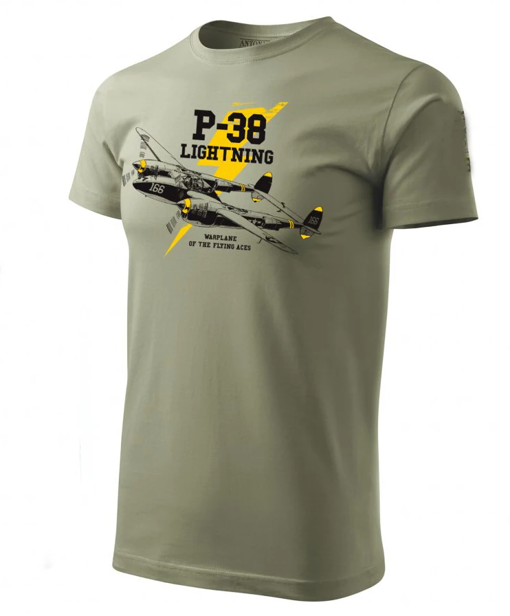 WWII US Air Force P-38 Lightning Fighter Aircraft T-Shirt. Summer Cotton Short Sleeve O-Neck Mens T Shirt New S-3XL