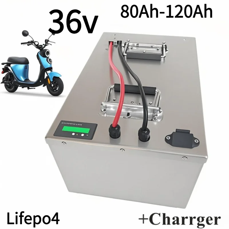 

Lifepo4 36V 100Ah 120Ah 150Ah 80Ah Lifepo4 battery pack with BMS for solar system trolling motor boat+10A Charger