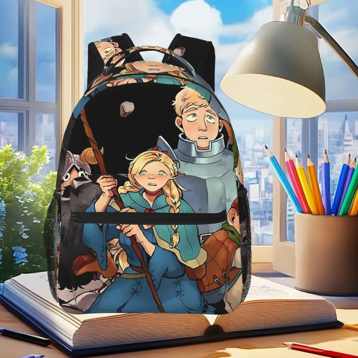 

Delicious In Dungeon Meshi Anime Backpack Student Boys Girls BookBag Kids School Bag Laptop Shoulder Bags for Men Women
