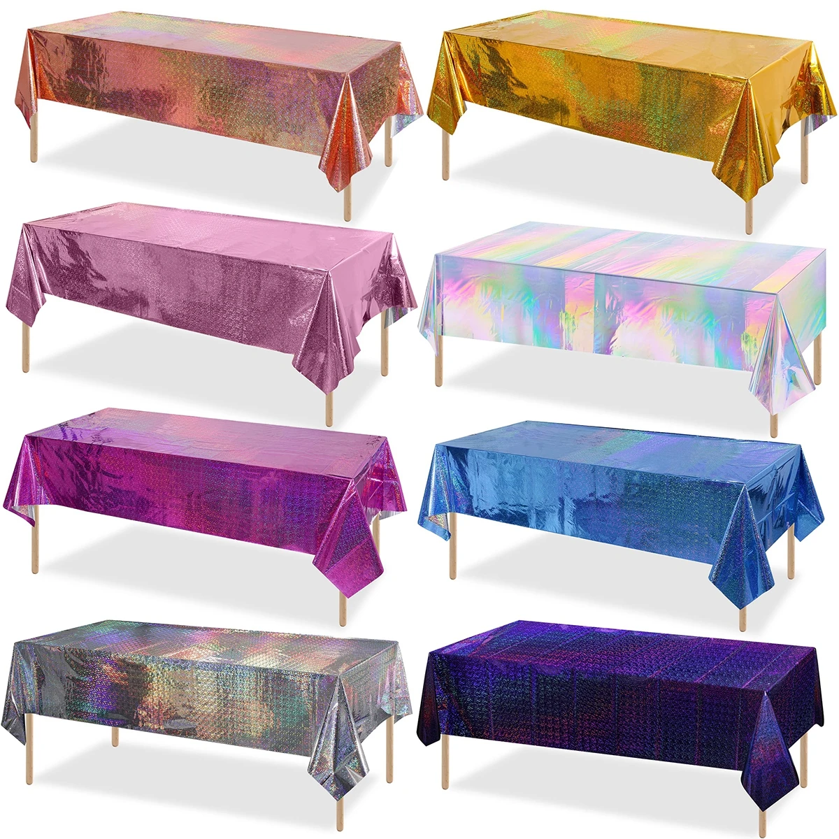 Iridescence Laser Aluminum Film Tablecloth Table Cover Happy Birthday Party Decortion Kids Baby Shower Tablecloth Supplies