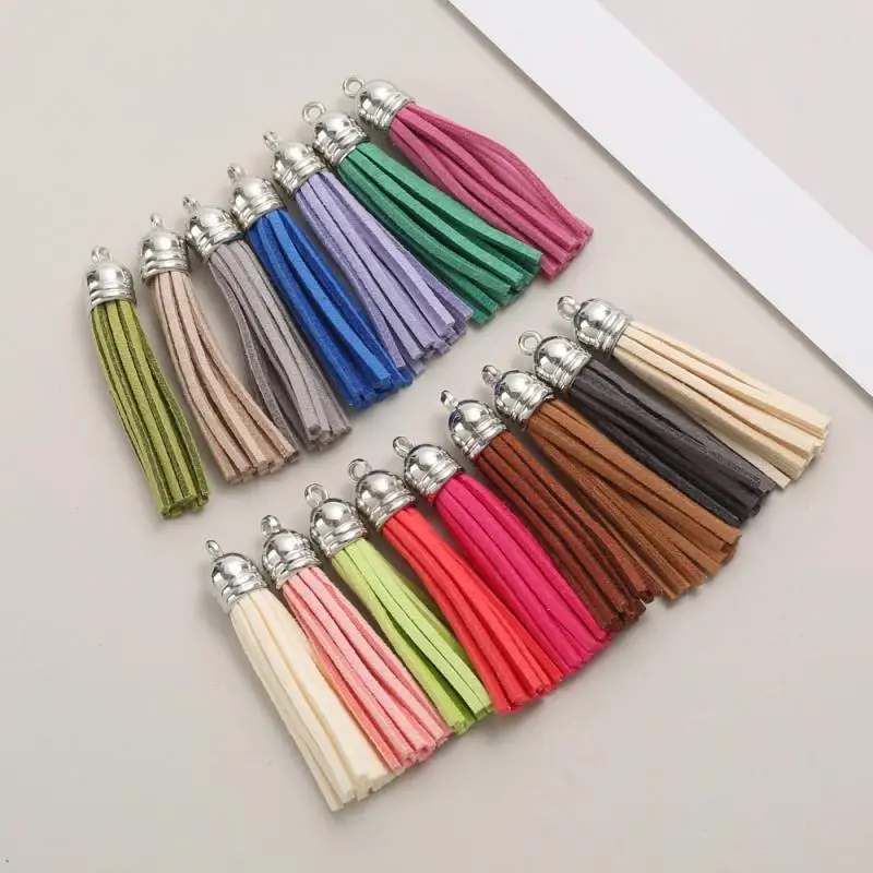 20Pcs Charm Colorful Leather Tassel Pendants For Jewelry Making DIY Handmade Keychain Keyring Phone Chain Straps Accessories