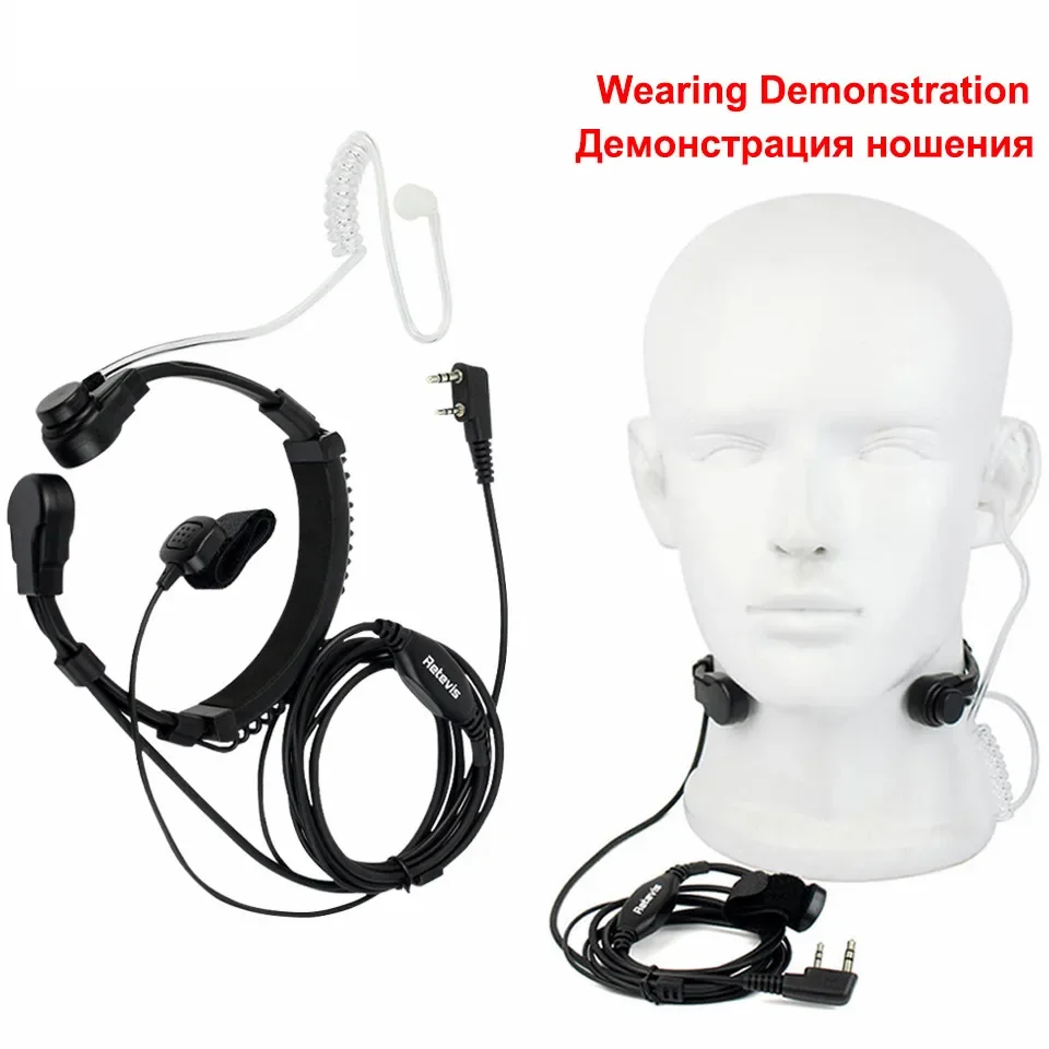 Throat Mic Walkie-Talkie Headset Transceiver Covert Tube Finger PTT Earpiece For Baofeng UV 5R for Quansheng UV K5 UV K6