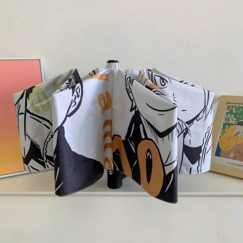 Haikyuu Anime Peripheral Automatic Umbrella Hinata Shoyo Tobio Kageyama Windproof Sunshade Three Fold Umbrella Birthday Gifts - view 3