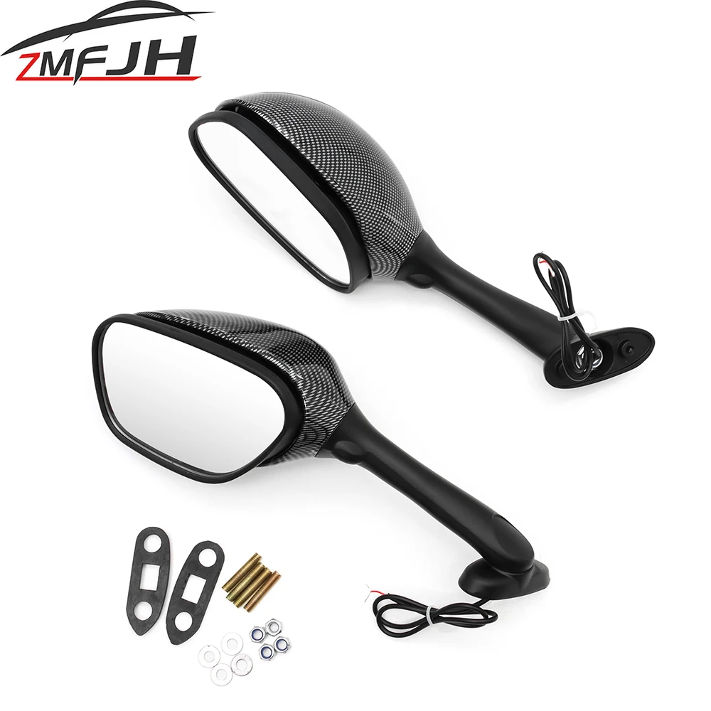 

2PCS Rear View Side Mirrors For Motorcylcles For Suzuki GSXR 600 750 1000 Rearview Mirrors With LED Light Auto Accessories