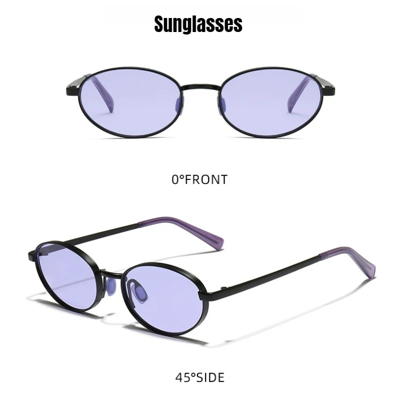 

Fashion Women's Oval Sunglasses Men's and Women's Hip Hop Style Metal Frame Glasses Outdoor Travel Vacation Fashion Sunglasses