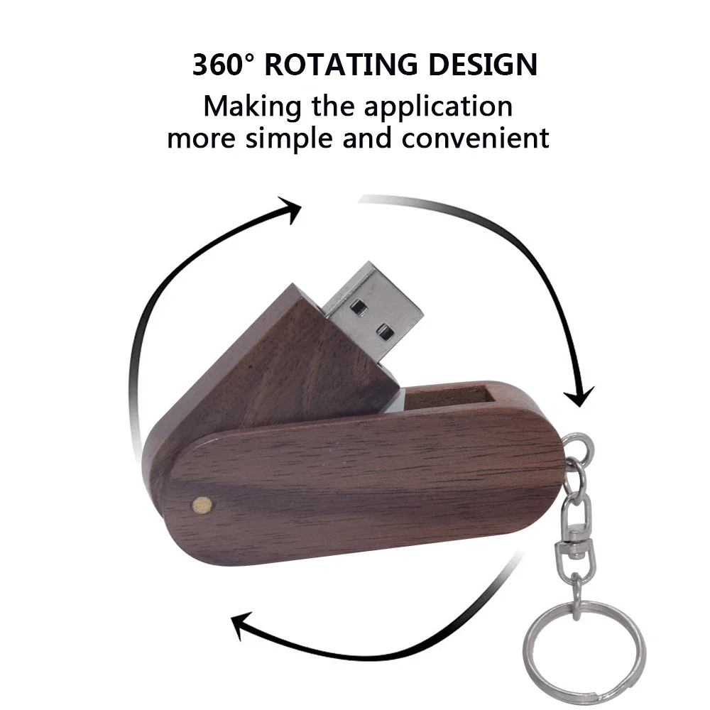 محرك فلاش USB خشبي قابل للدوران ، عصا ذاكرة ، شعار مخصص ، هدية زفاف ، USB ، 4 جيجابايت ، 8 جيجابايت ، 16 جيجابايت ، 32 جيجابايت ، 64 جيجابايت ، أكثر من 10 جيجابايت