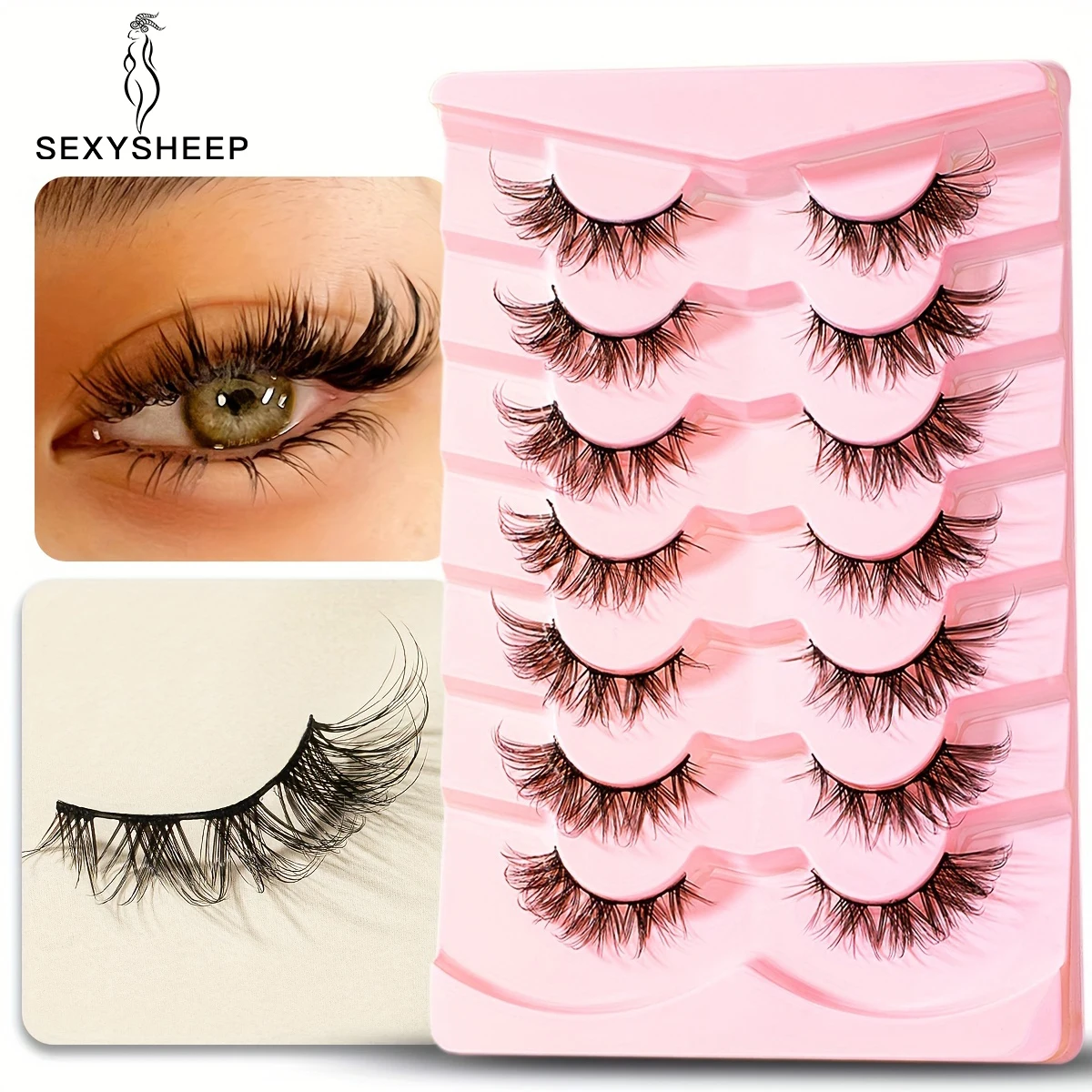 SEXYSHEEP 7 paia ciglia finte stile trucco estensione ciglia naturali trucco cosplay ciglia manga ciglia finte