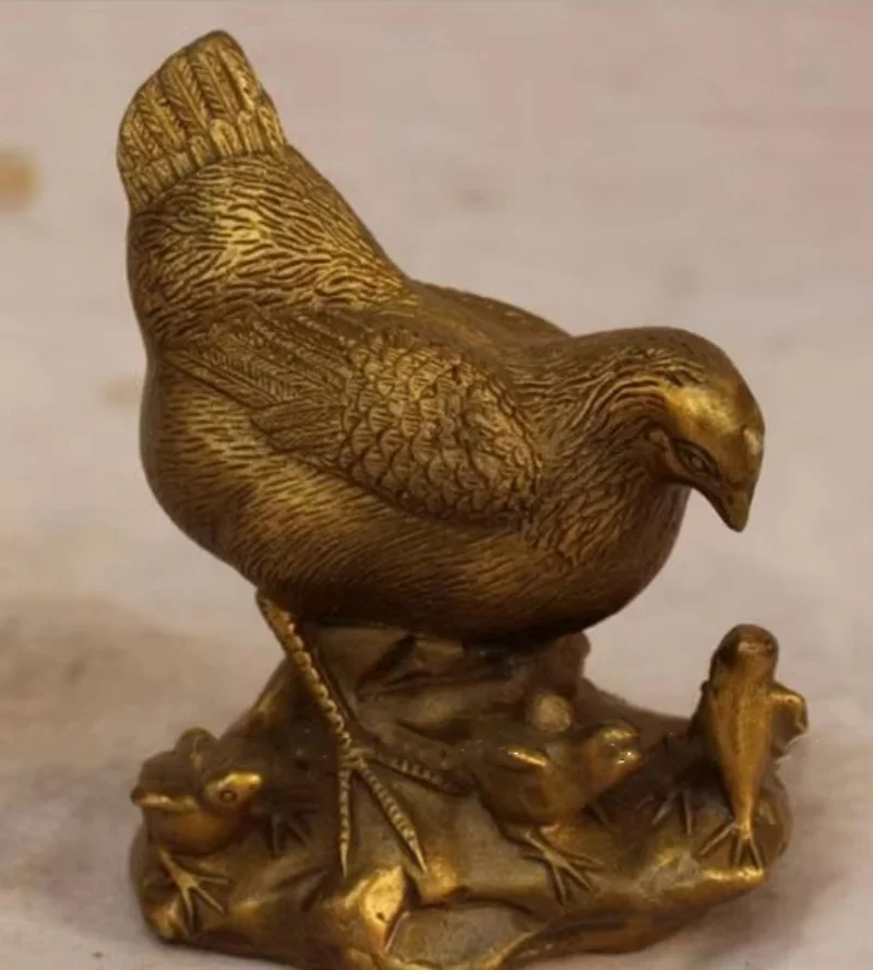 Antique brass twelve zodiac hen statue ornament mascot home living room desktop decoration handicrafts