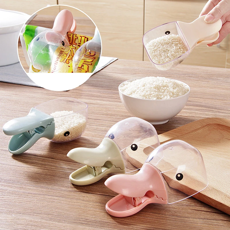 

Duck Head Rice Spoon Tea Flour Bag Sealing Clip Dried Fruit Seasoning Scoop Kitchen Plastic Water Ladle Brand Cute Design Food