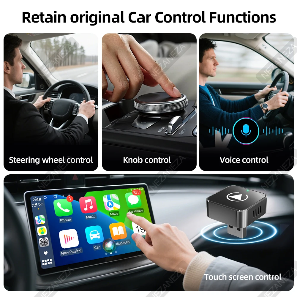 Adaptateur CarPlay 2 en 1 filaire vers sans fil CarPlay Android Auto BT Wifi Plug and Play OTA mise à niveau universelle ABS/alliage Dongle de voiture
