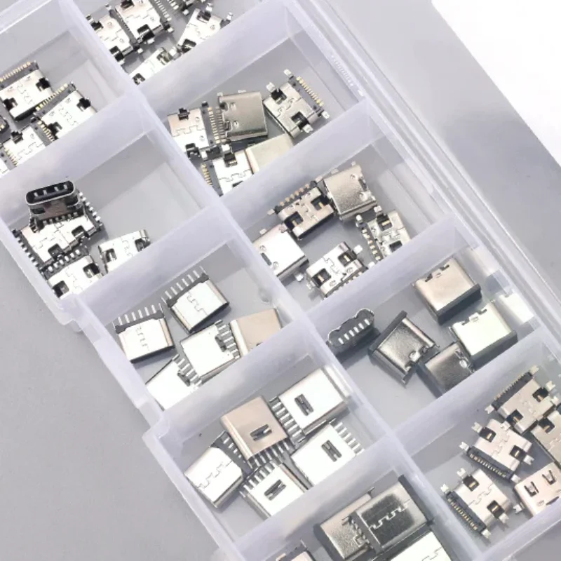 50PCS/Box 10Models Type-C USB Charging Dock Connectors Mix 6Pin and 16Pin Use for Phone and Digital Product Repair kit